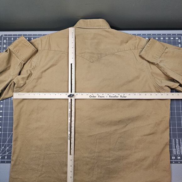 Vintage Wrangler Shirt Mens XXL Big Tan Heavy Twill Snap Western Cowboy 90s - Picture 13 of 15